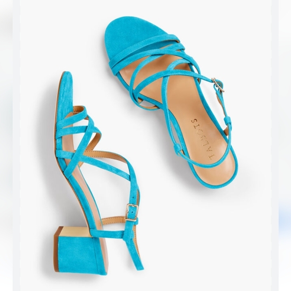 Talbots Blue Strappy Sandals with Low Block Heel - Picture 1 of 9